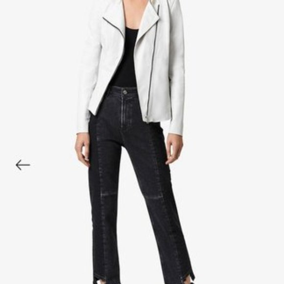 All Saints Fawn Leather Jacket - White - Picture 2 of 10